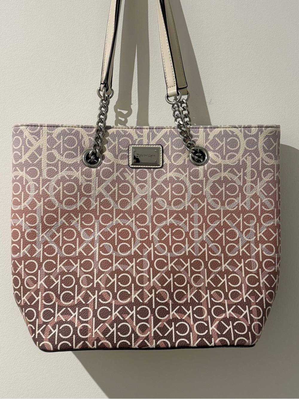 Calvin Klein Rose Monogram Chain-Handle Tote - Picture 2 of 3